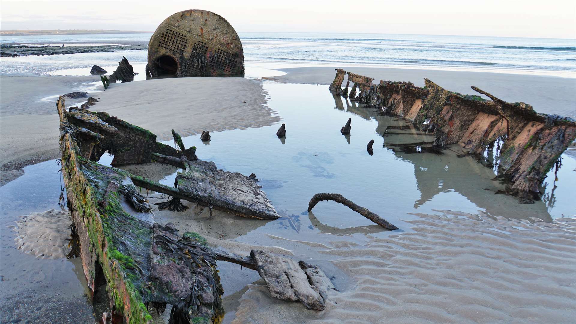The wreck of the trawler Jean Stephen at low tide this week. Pictures: DGS