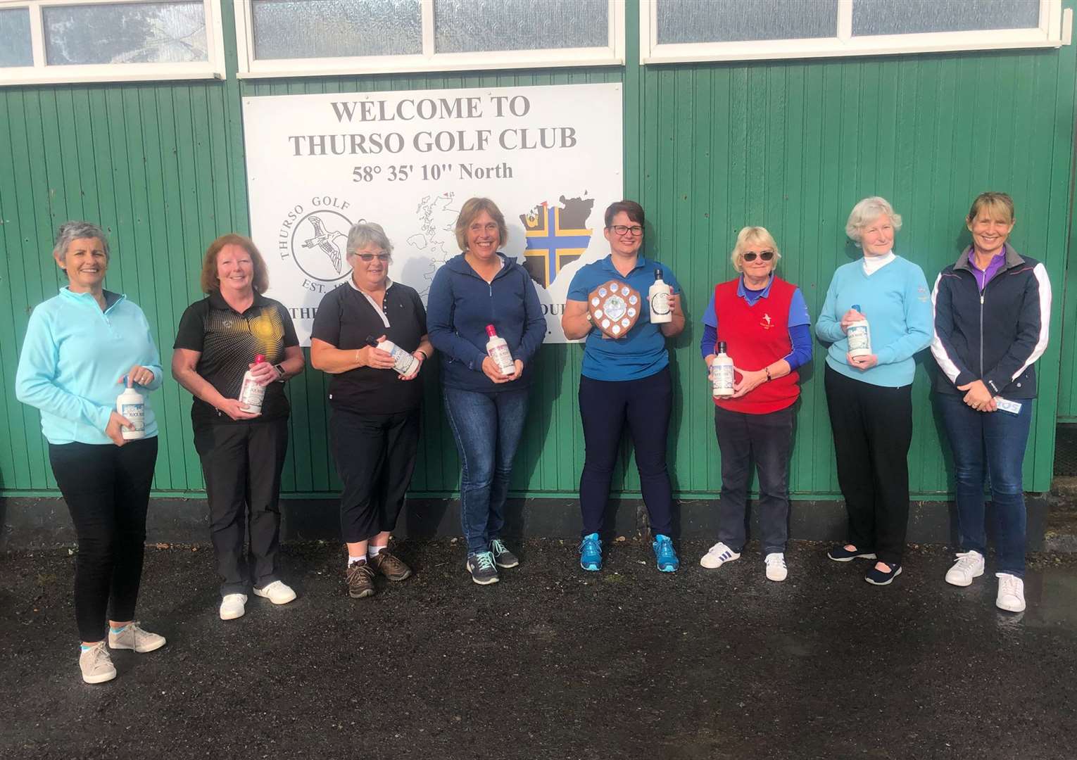 Prizewinners in the Thurso Senior Ladies' Open, sponsored by Rock Rose gin.