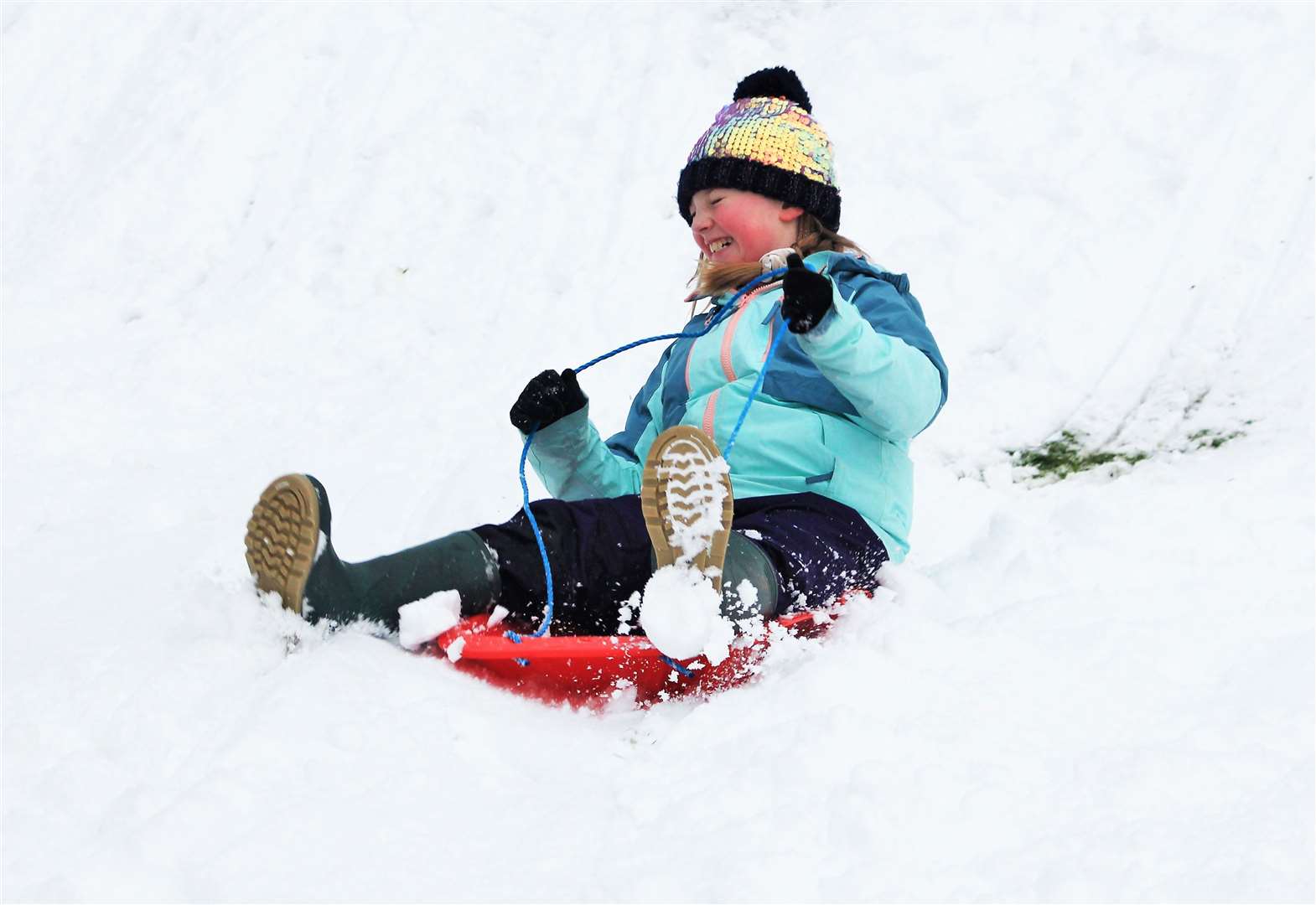 Skyler Miller age 10 enjoys some sledging. Picture: Alan Hendry