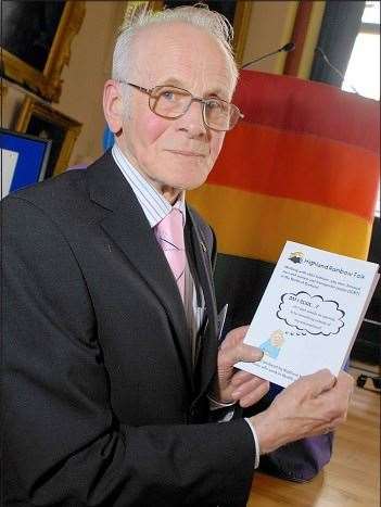 Murdo MacLennan, pictured with the leaflet they produced, was one of the Highland Rainbow Folk who would share their stories.
