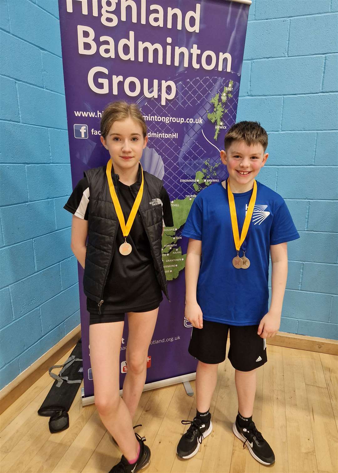 U15 mixed doubles consolation winners Erna Thain and Angus Mackay.