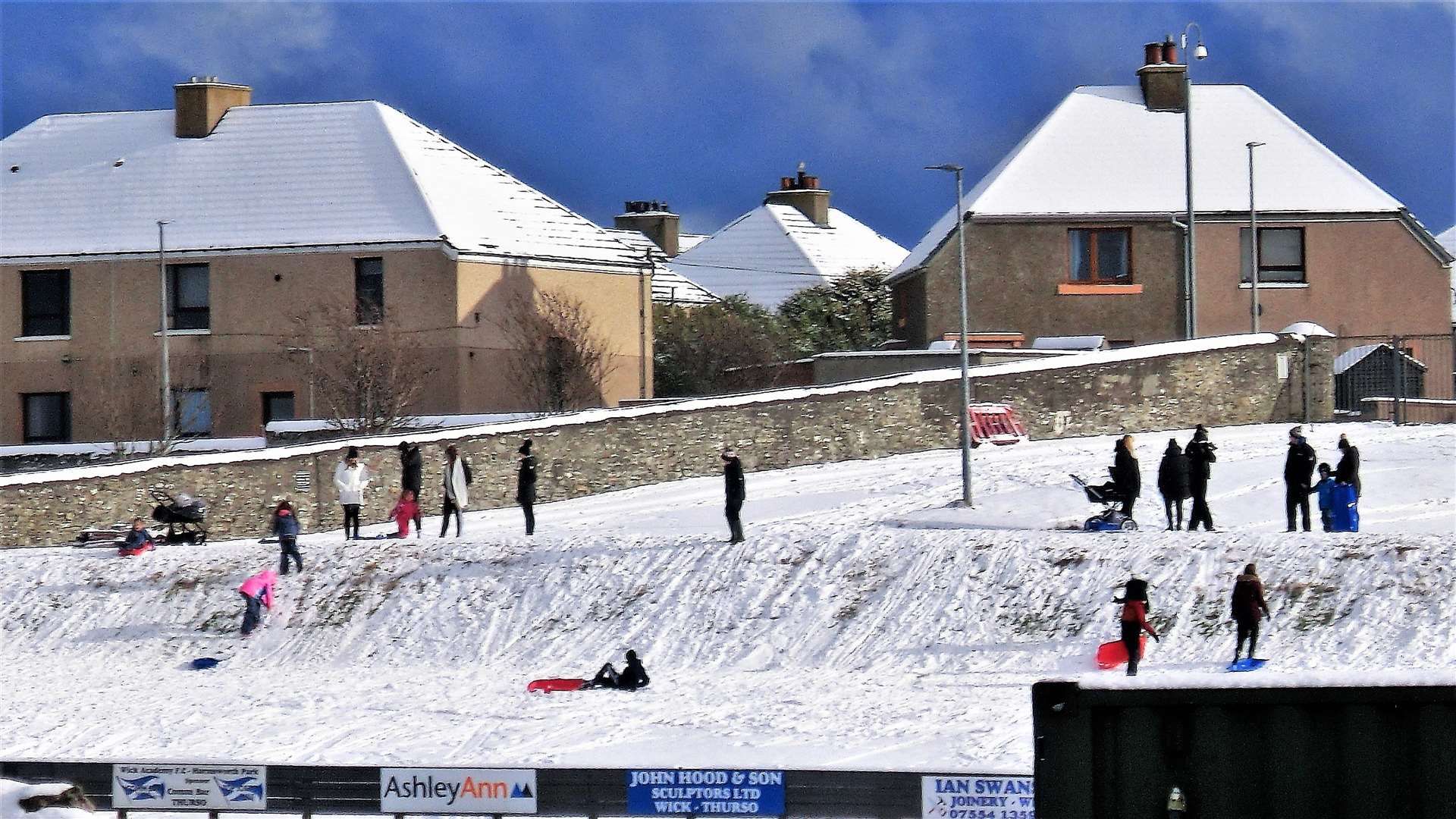 Wick's Harmsworth Park had a perfect hill for a sledging expedition. Picture: DGS