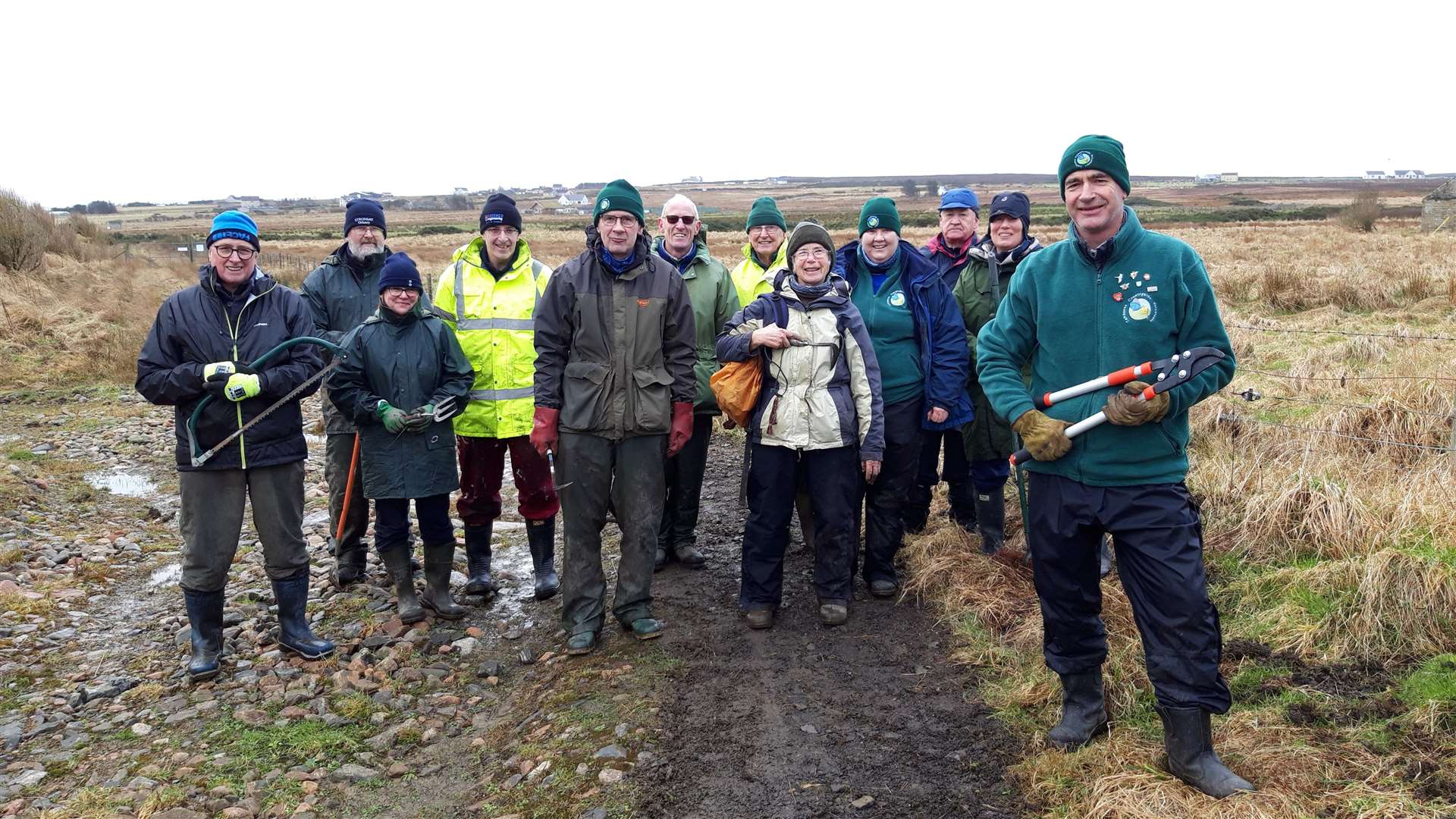 Caithness Countryside Volunteers after completing path works at St John's Pool.