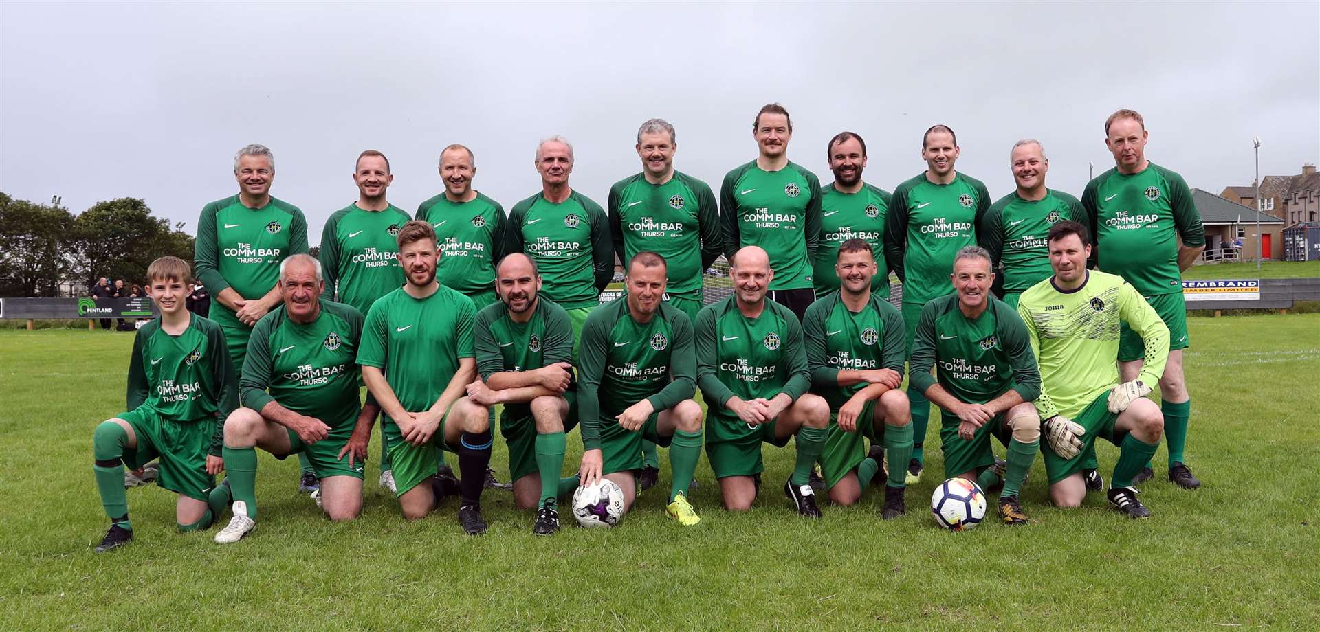The Thurso Pentland Legends team that reunited for the club's 100th anniversary event. They went down narrowly to the current side in a 6-5 defeat. Picture: James Gunn