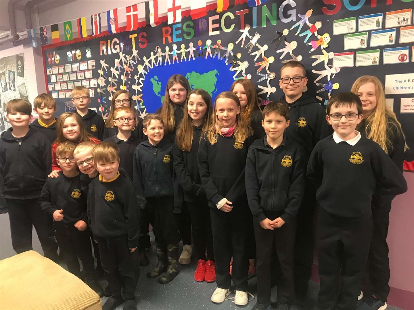 Children who were members of the Rights Respecting School steering group at Halkirk and led the work throughout the year.