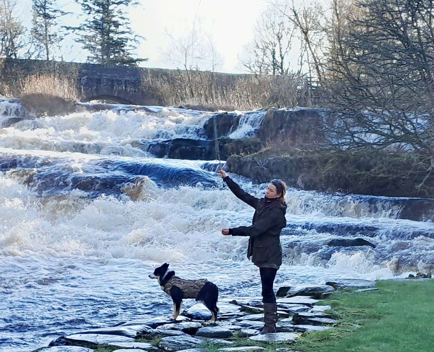 Morven Coghill making the first cast in the Falls Pool at Forss.