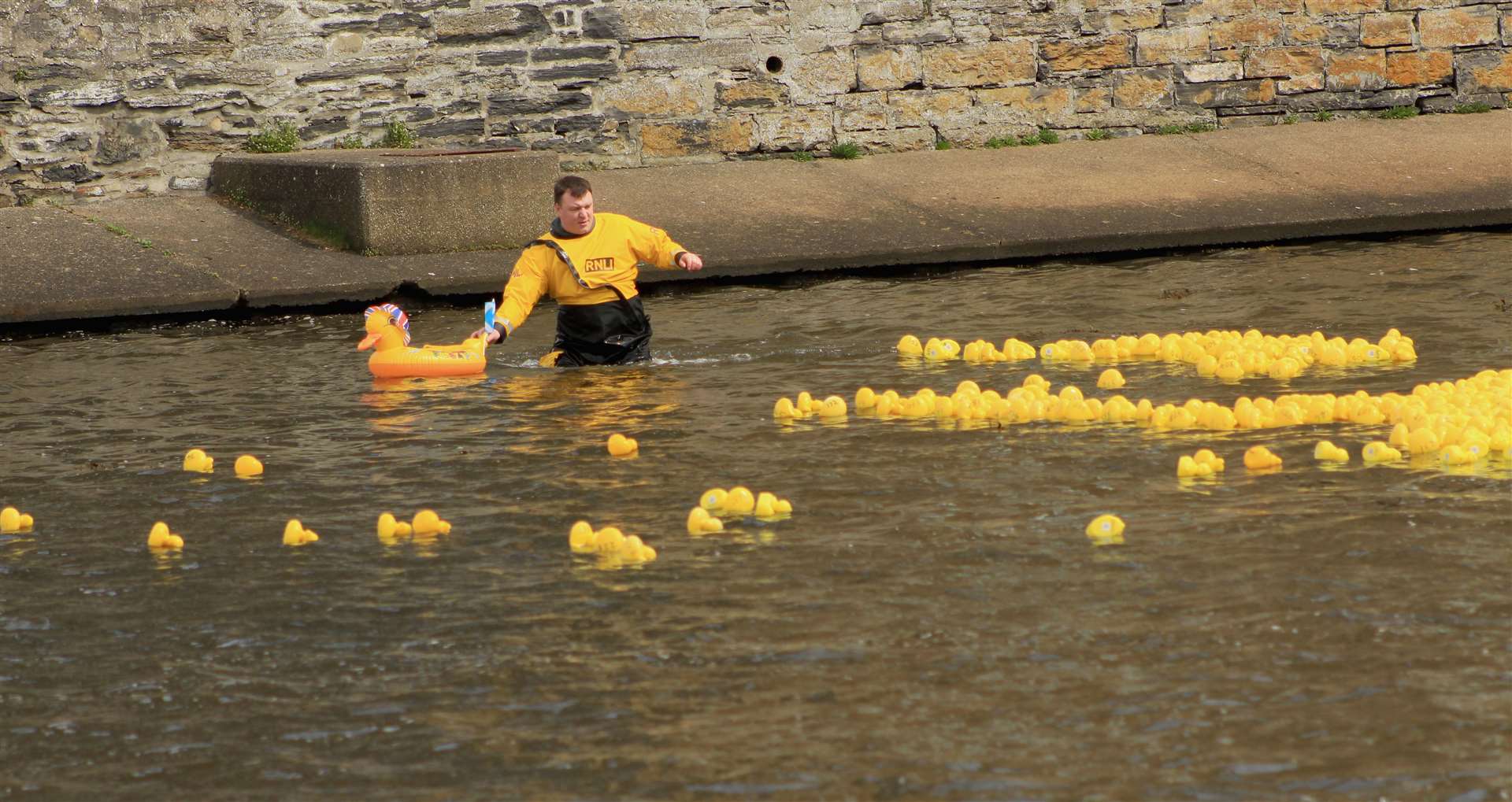 Hundreds of ducks were let loose in Wick River as part of Sunday's RNLI fundraising event. Picture: Alan Hendry