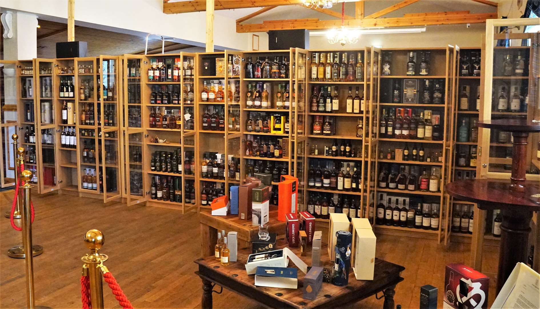 Interior of the hotel showing some of the fine whiskeys it stocks.  Photo: DGS