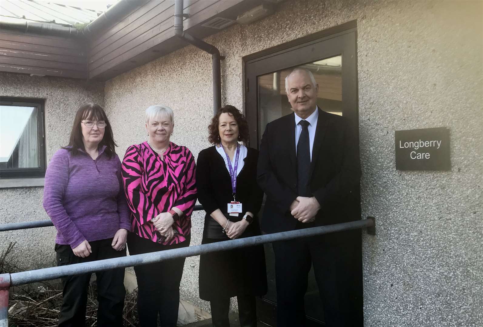 From left: Liz Sinclair, manager of Pulteney House; Lesley Martin, community service improvement practitioner; Michelle Johnstone, NHS Highland area manager; and Councillor Raymond Bremner, leader of Highland Council.