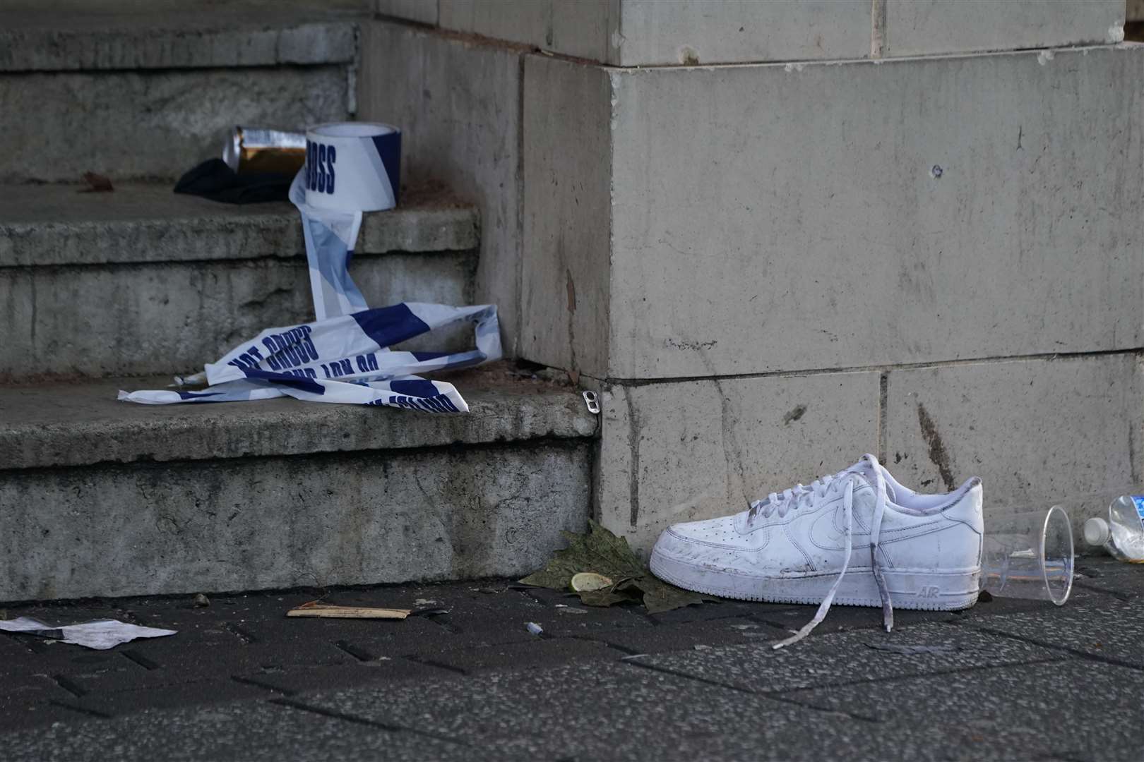 A single trainer outside O2 Academy Brixton after Thursday night’s incident (Kirsty O’Connor/PA)