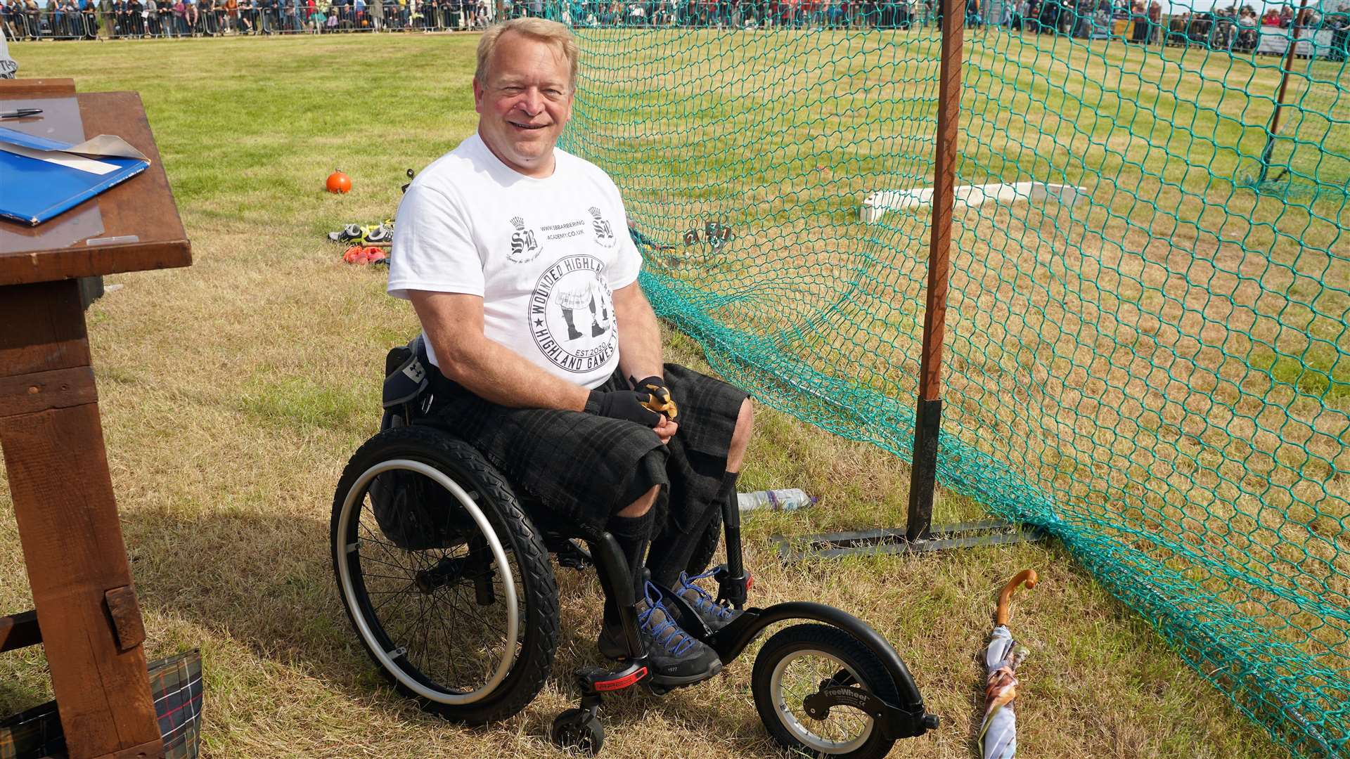 Davie Dent MBE, who was wounded by a surface-to-air-missile in Bosnia in the 1990s, beat his shot put world record by an inch at the event. Picture: DGS