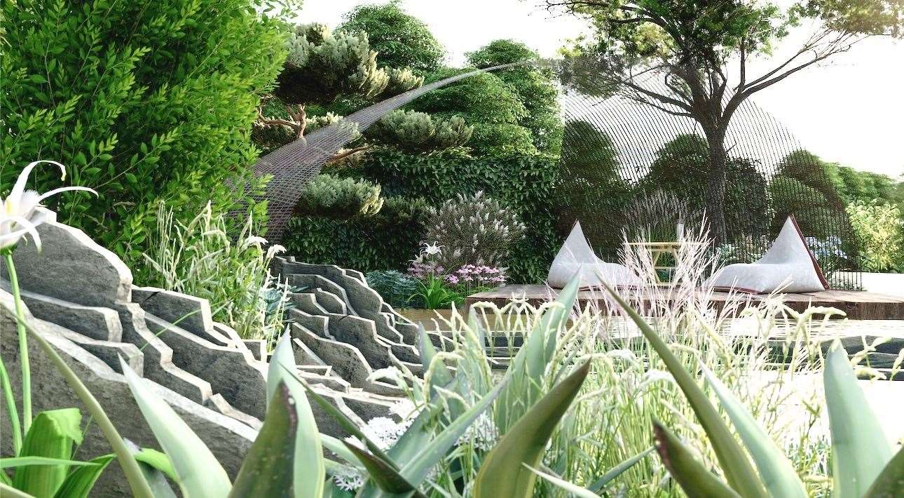 A digitally created image of the proposed garden for the Chelsea Flower Show.