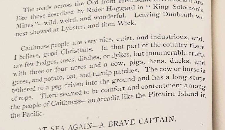 Excerpt from Bob Carlisle's book in which he describes the Caithness people.