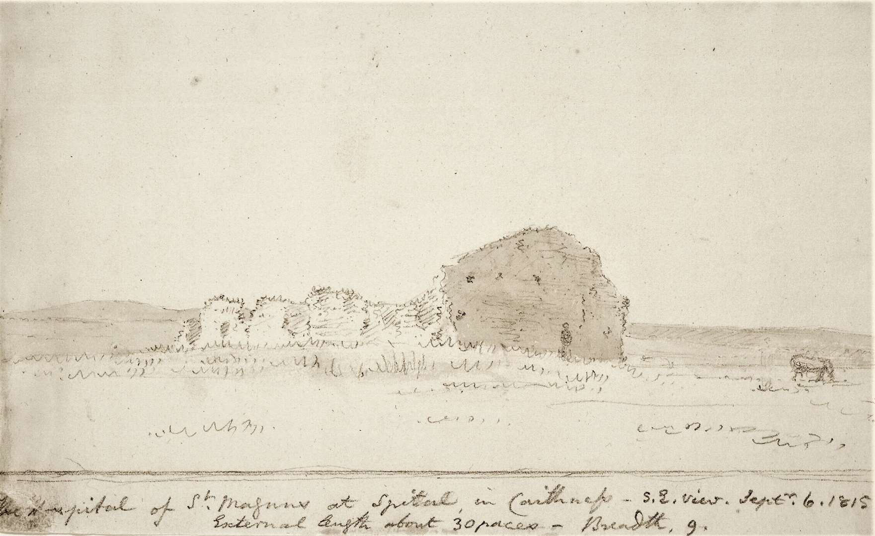 St Magnus hospital at Spittal from a drawing dated 1815 by George Henry Hutton. Picture: National Library of Scotland