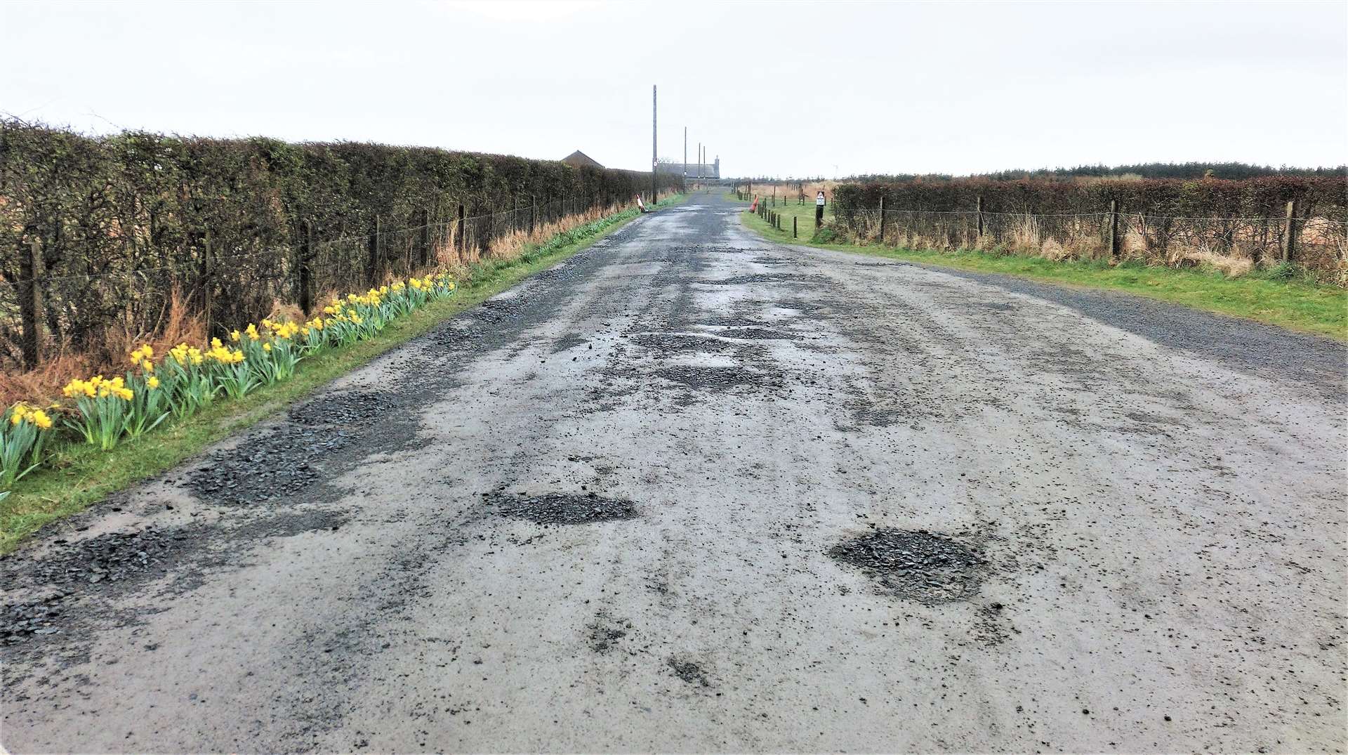 Road going to the car park showing potholes filled. Picture: DGS