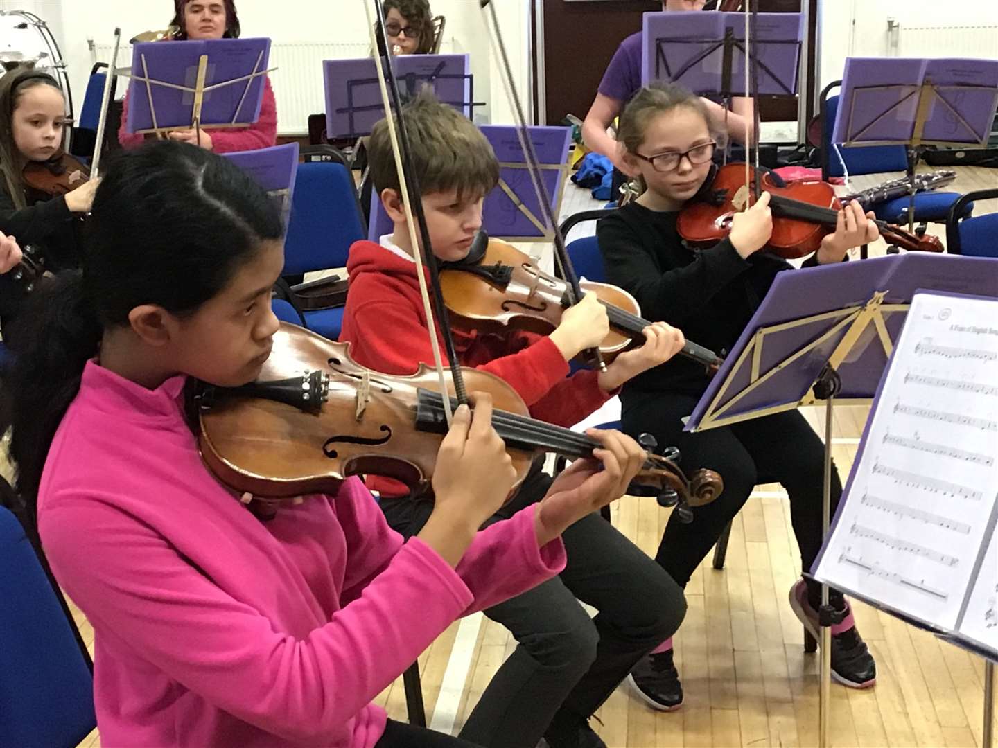 Caithness Junior Orchestra members at their last rehearsal in March 2020.