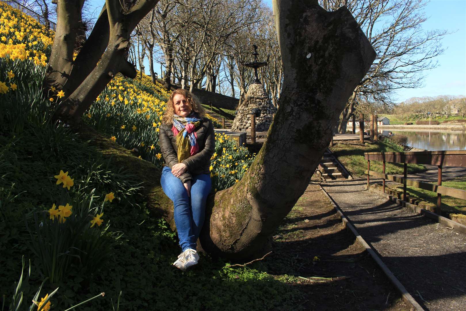 Joanna Coghill near the historic fountain at Wick riverside. The area has already benefited by having some trees cut back to allow in more sunlight and encourage growth. Picture: Alan Hendry