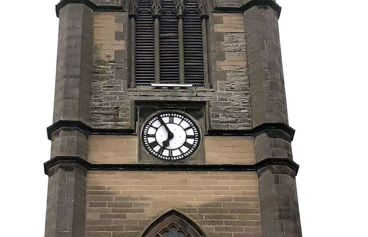 The clock at St Peter's and St Andrew's church in Thurso stopped after being hit by lightning thinks a local community activist. Picture: Alexander Glasgow