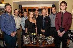 Some of Caithness Cycling Club’s trophy and medal winners pose for a photograph after they received their awards during the club’s 50th anniversary dinner. They are, from left: Gary Paterson, Dave Morrill, John Falconer, Lorna Stanger, Andrew MacLeod, Ala