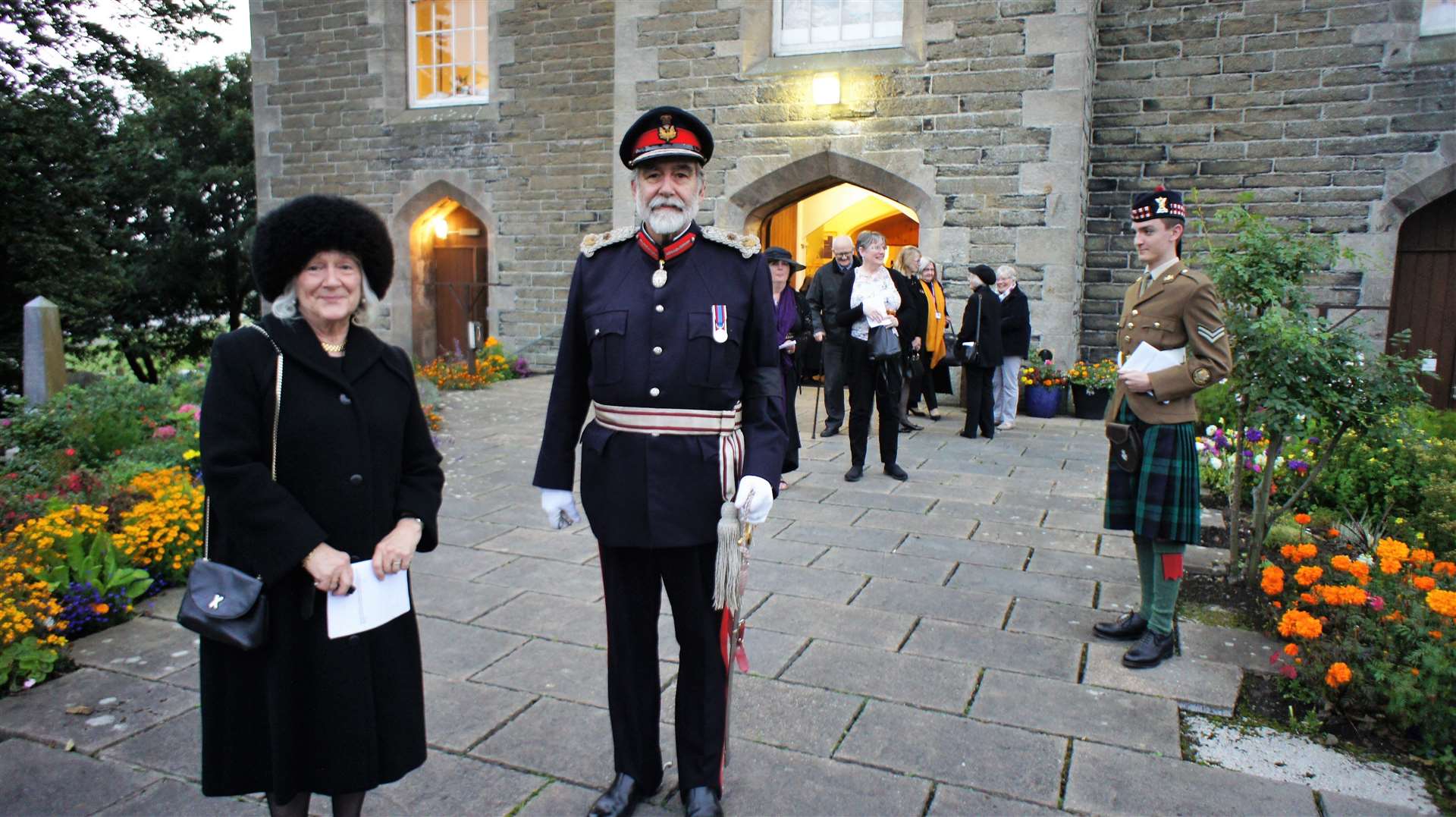 Lord and Lady Thurso after the event with Corporal Callum Prideaux from the Army Cadet Force at right. Picture: DGS