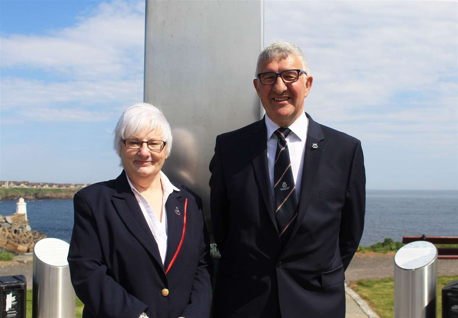 Jackie Dodds, mission officer for Orkney and Caithness at the Fishermen’s Mission, with Willie Watt, chairman of the Seafarers Memorial Group. Picture: Alan Hendry