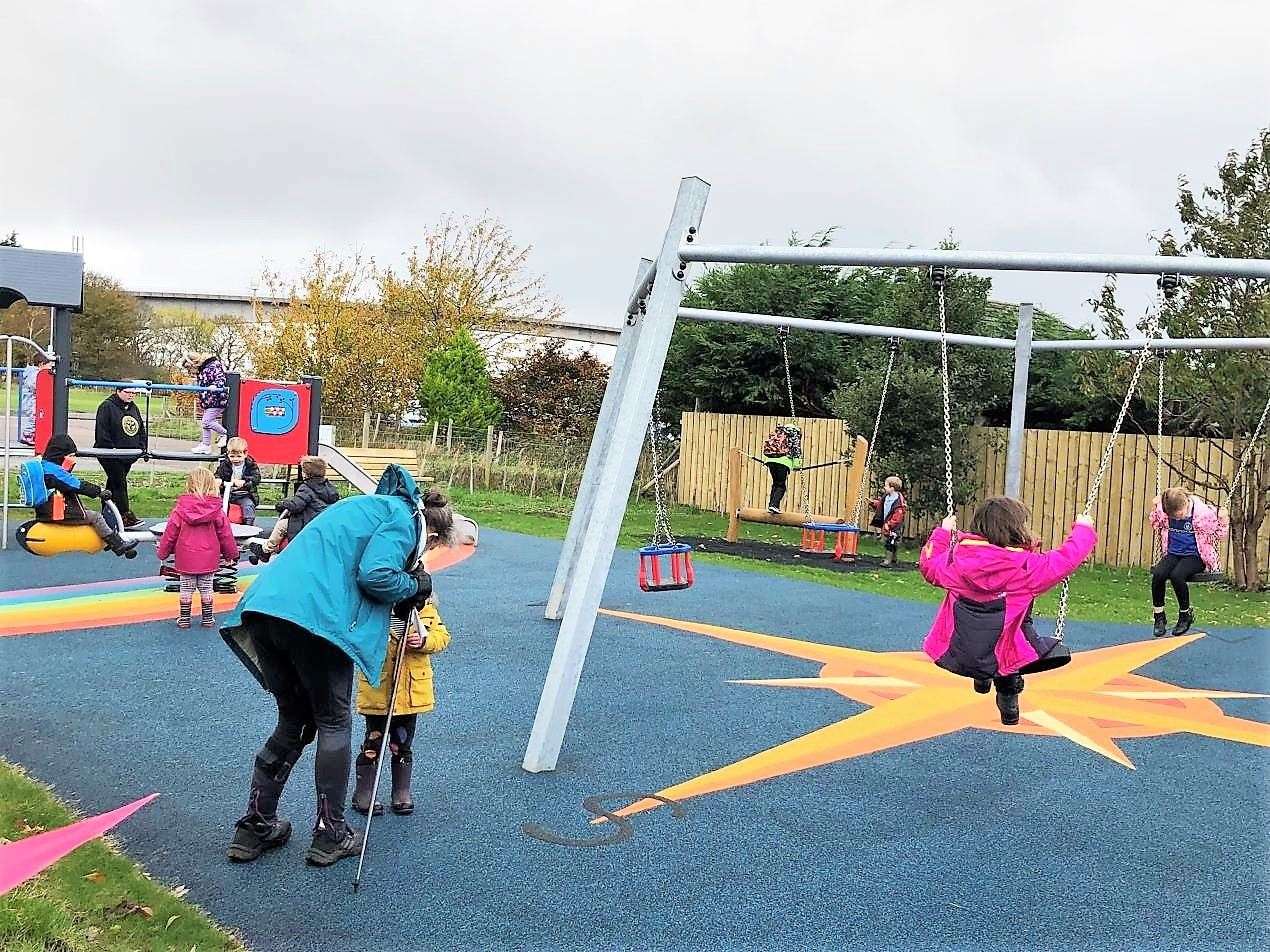 Children at Kyleakin playpark.
