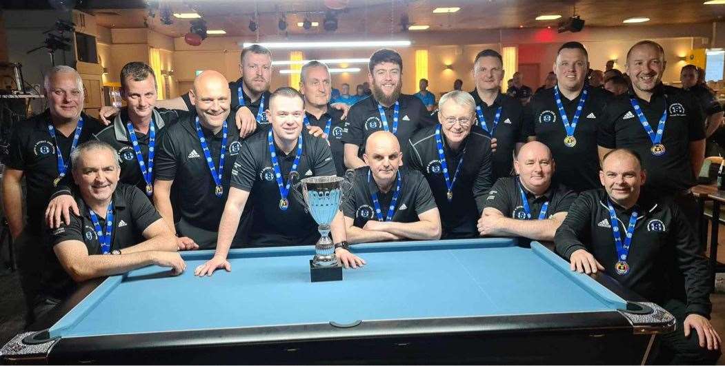 The Thurso team with their trophy after becoming Division Three champions in the Super 15s at Craig Tara.