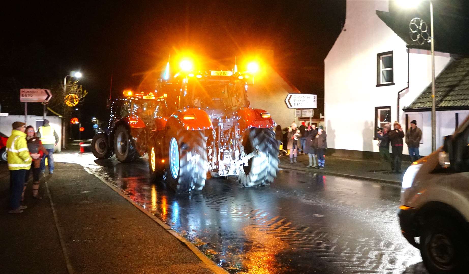 The bright lights fairly lit up the dark night as the convoy journeyed on. Picture: DGS