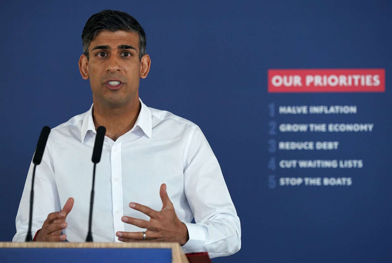 A majority of the public said it was clear what Rishi Sunak stands for, but the Prime Minister trailed his opponent on most questions in the Ipsos poll. (Yui Mok/PA)