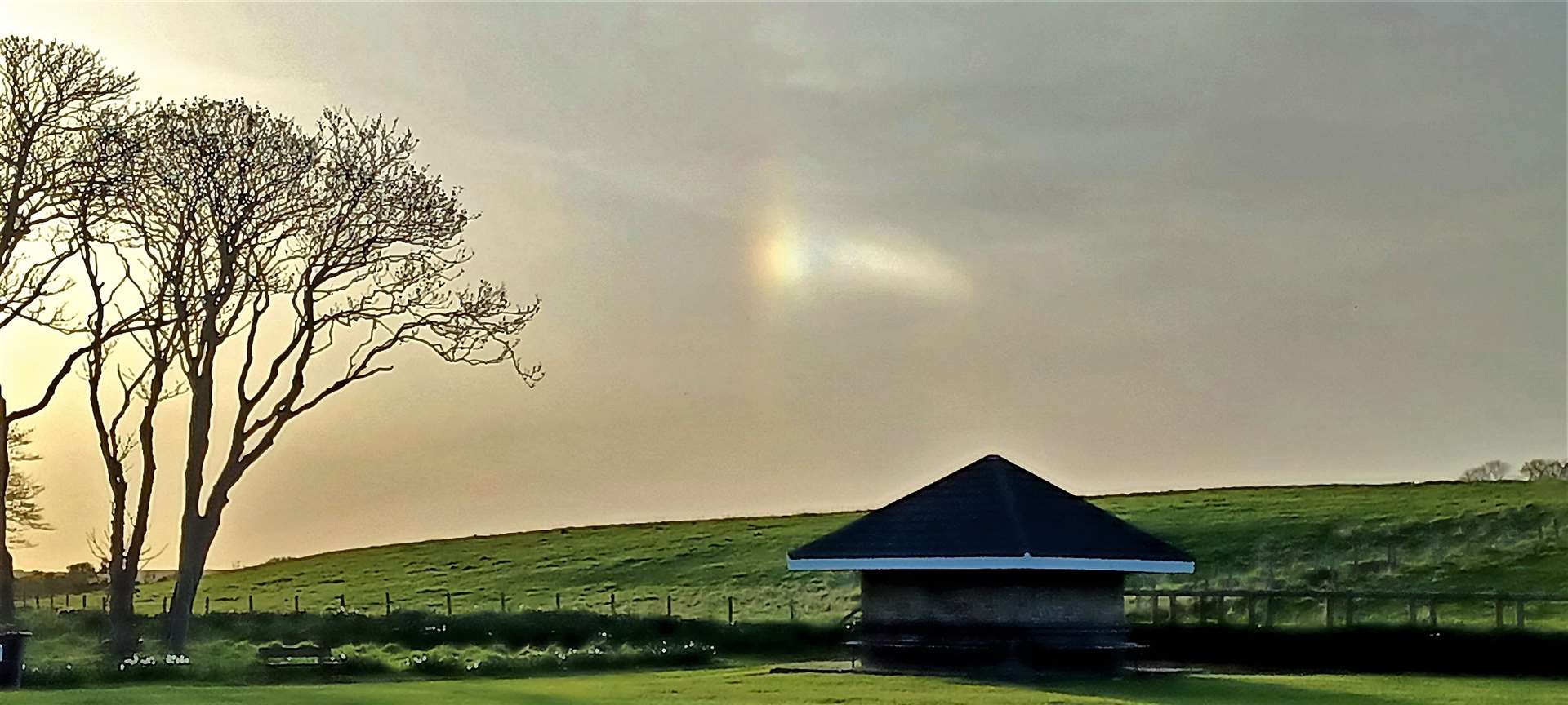 This mini rainbow was seen on Saturday evening at Wick riverside and is known as a sun dog or parhelion. Picture: DGS