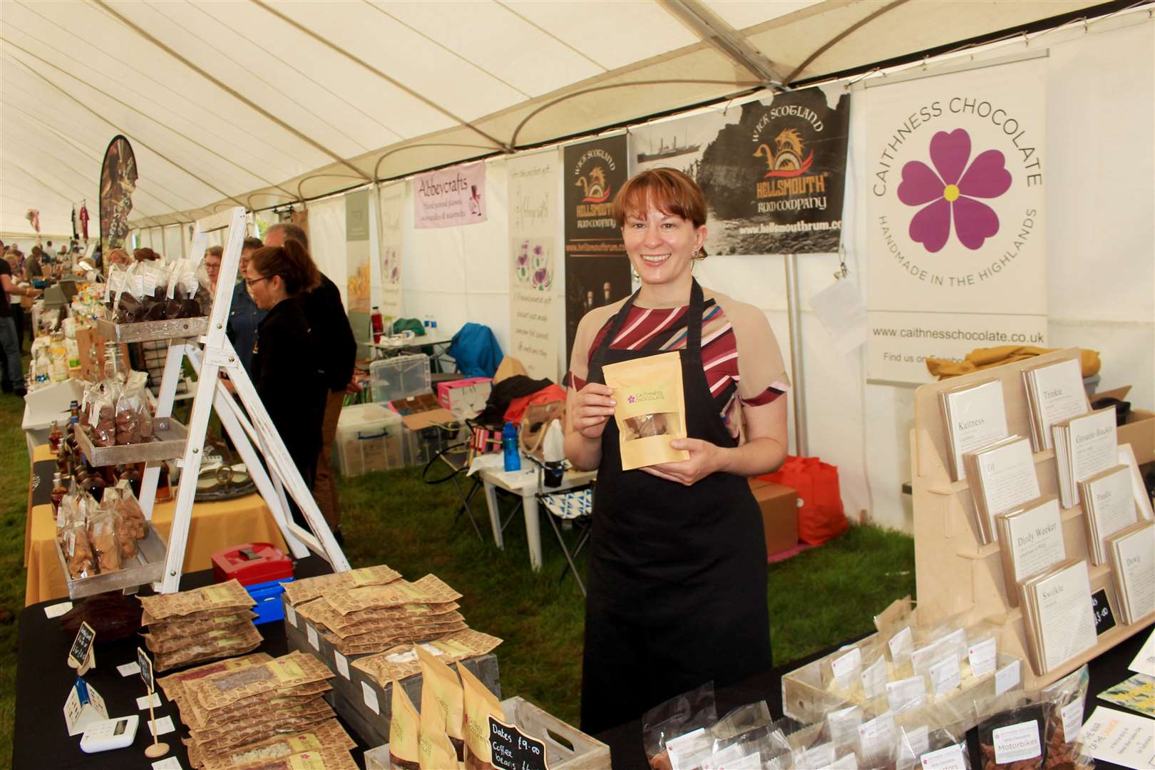 Ruth Falconer at the Caithness Chocolate stand in the Northern Quality Produce marquee. Picture: Alan Hendry