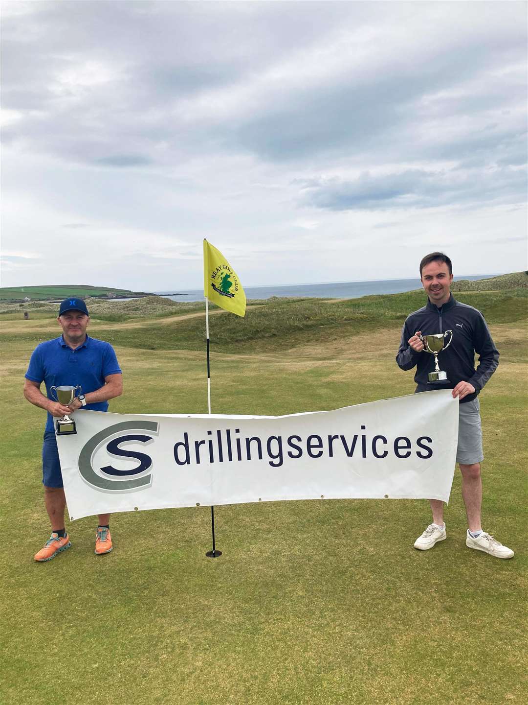 Prizewinners from the recent NC500 Links Open sponsored by CS Drilling Services – Willie Steven, overall handicap winner (left), and Gregor Munro, scratch winner.