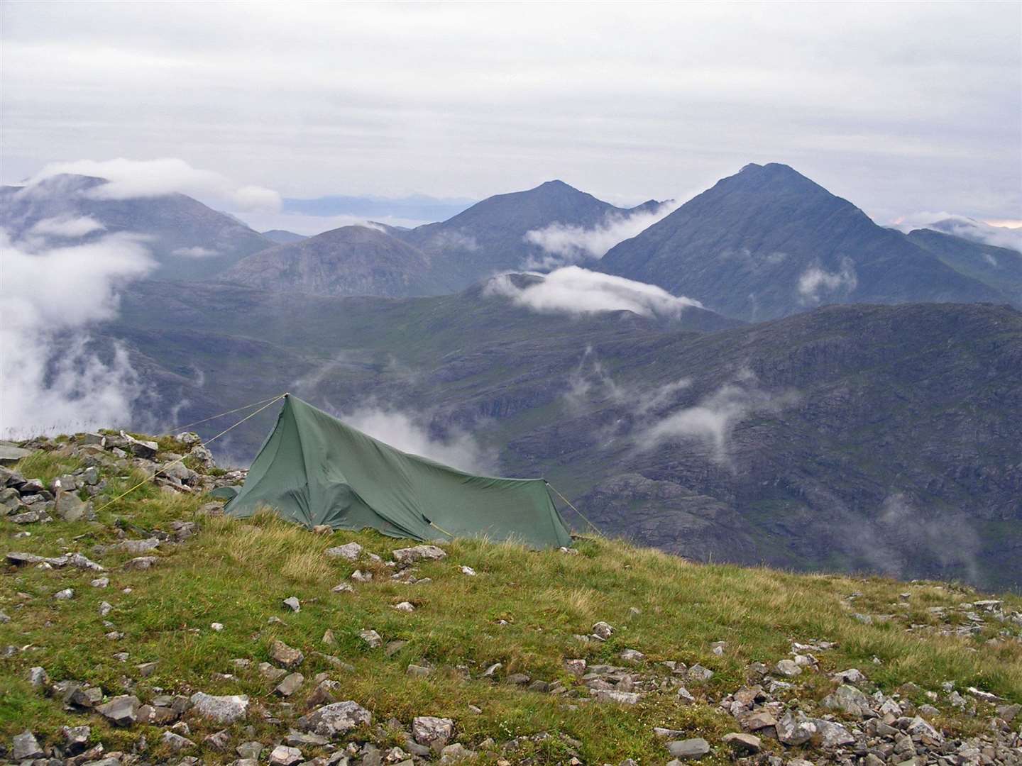 A camp at the summit of Gars Bheinn.