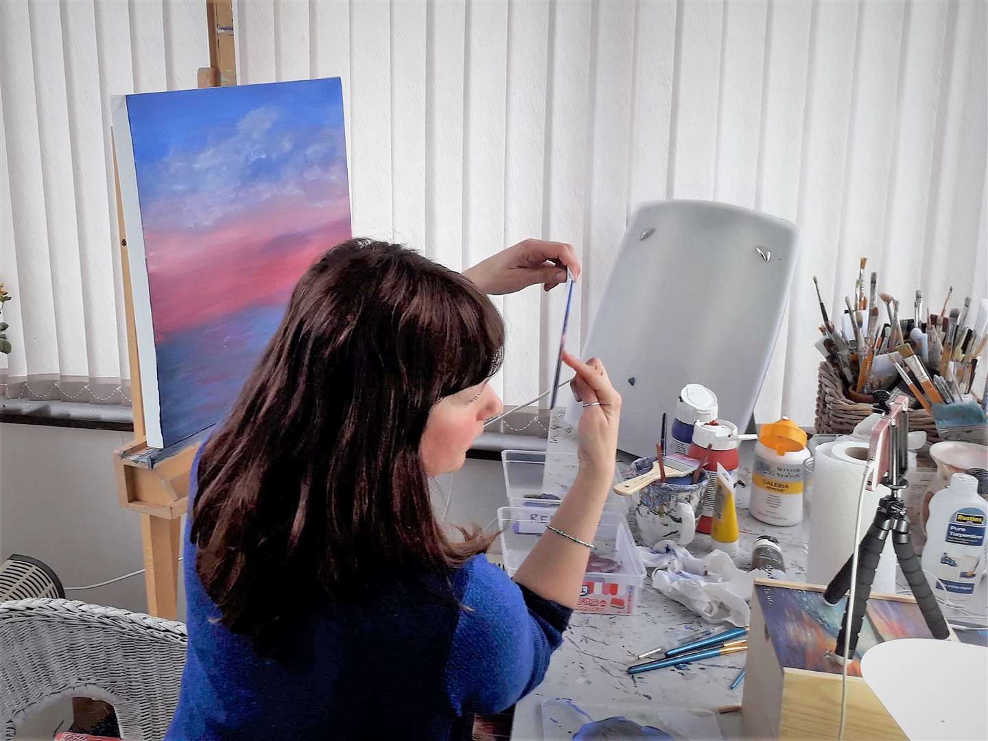 Lisa Weller at work in her studio.