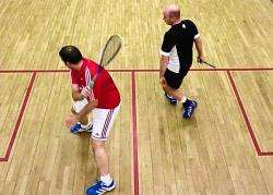 M. Wylie, Orkney (left), and D. Wright, Caithness, pictured during their match.