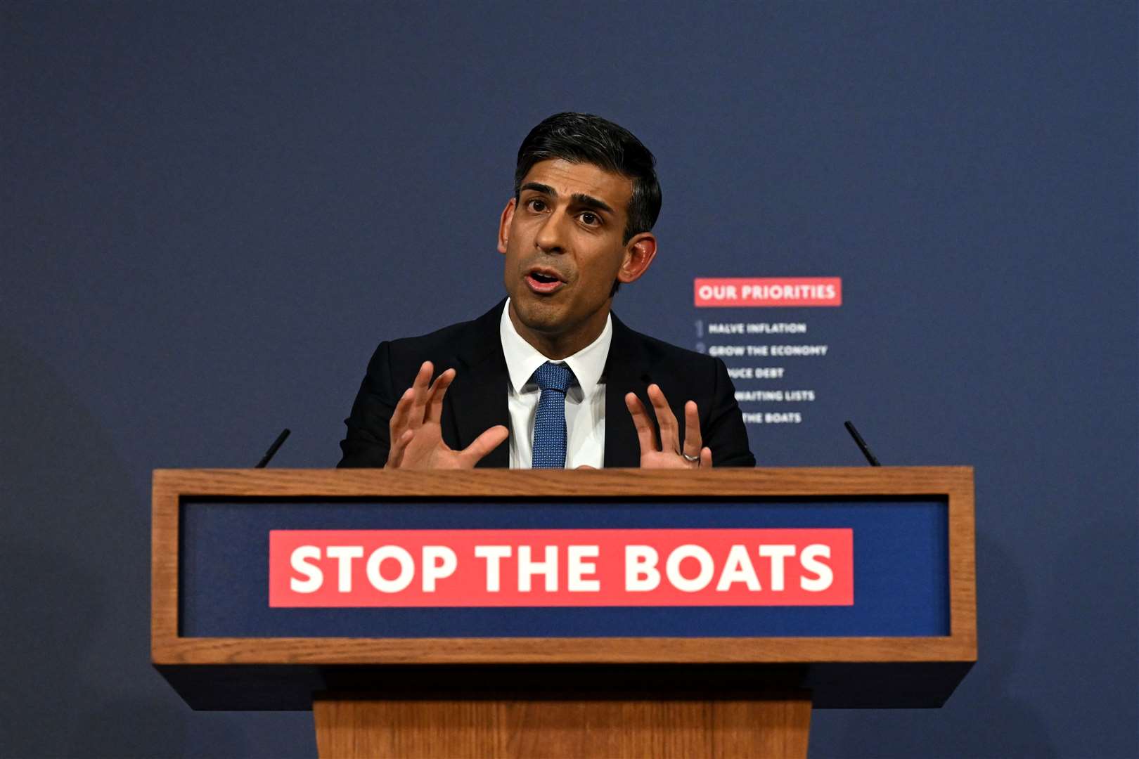 Prime Minister Rishi Sunak’s has pledged to stop small boats of migrants from crossing the English Channel (Leon Neal/PA)