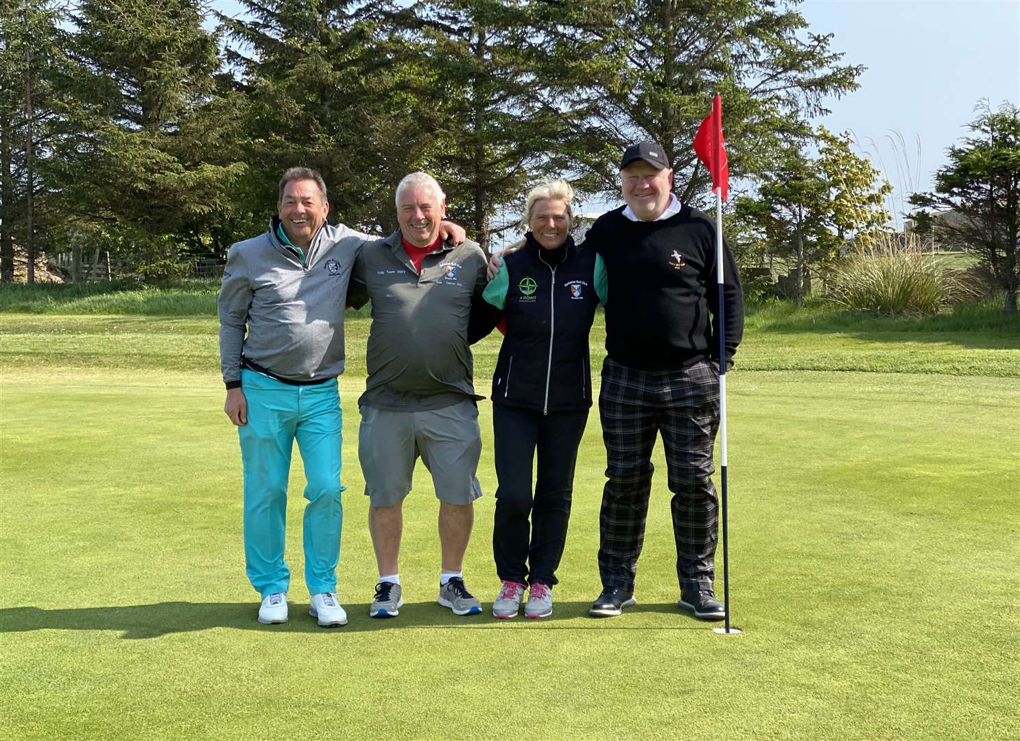 From left: Gorleston trio Ray Pope, Stuart Pearce and Marie Norman with Stephen Williamson, vice-captain Thurso Golf Club.