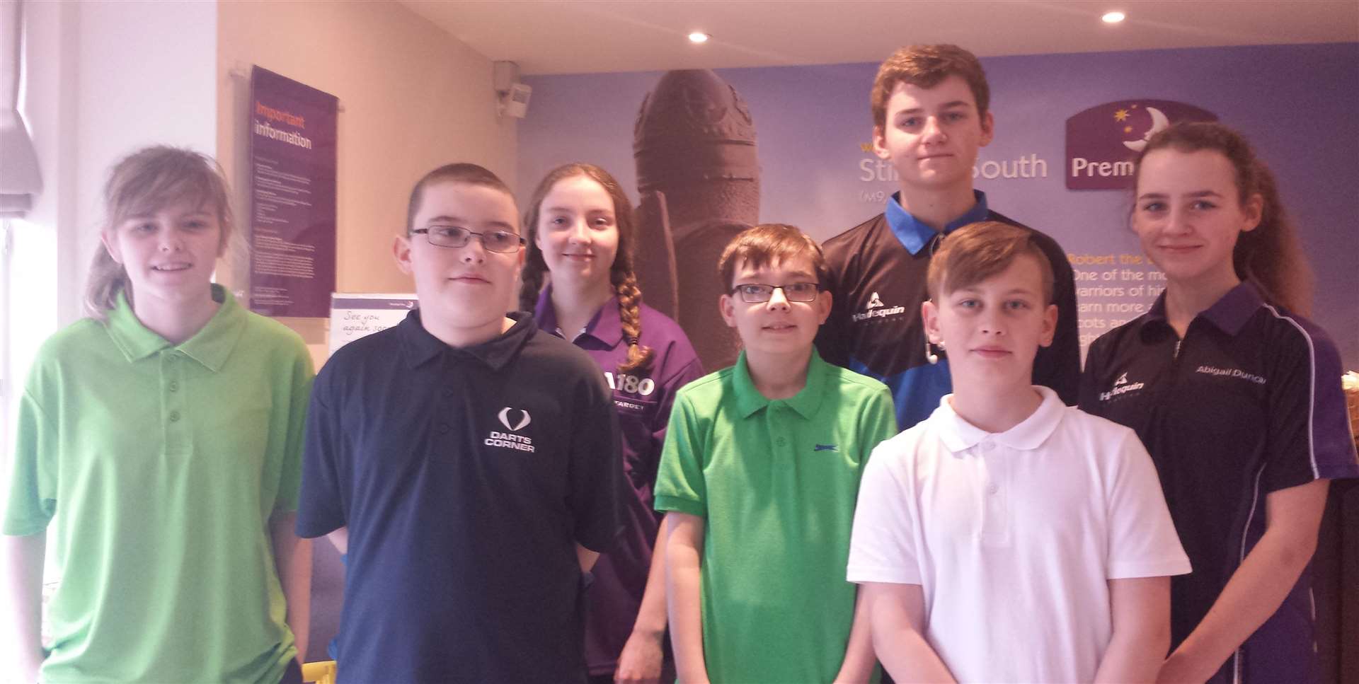 Caithness Youth Darts members including Girls’ under-18 winner Abigail Duncan (extreme right) is seen with fellow Caithness Youth Darts members who competed at the Central Open. They are, from left, Kara Sutherland, Ryan Campbell, Sammie Campbell, Marc Durrand, Jack Duncan and Tyler Hutton.