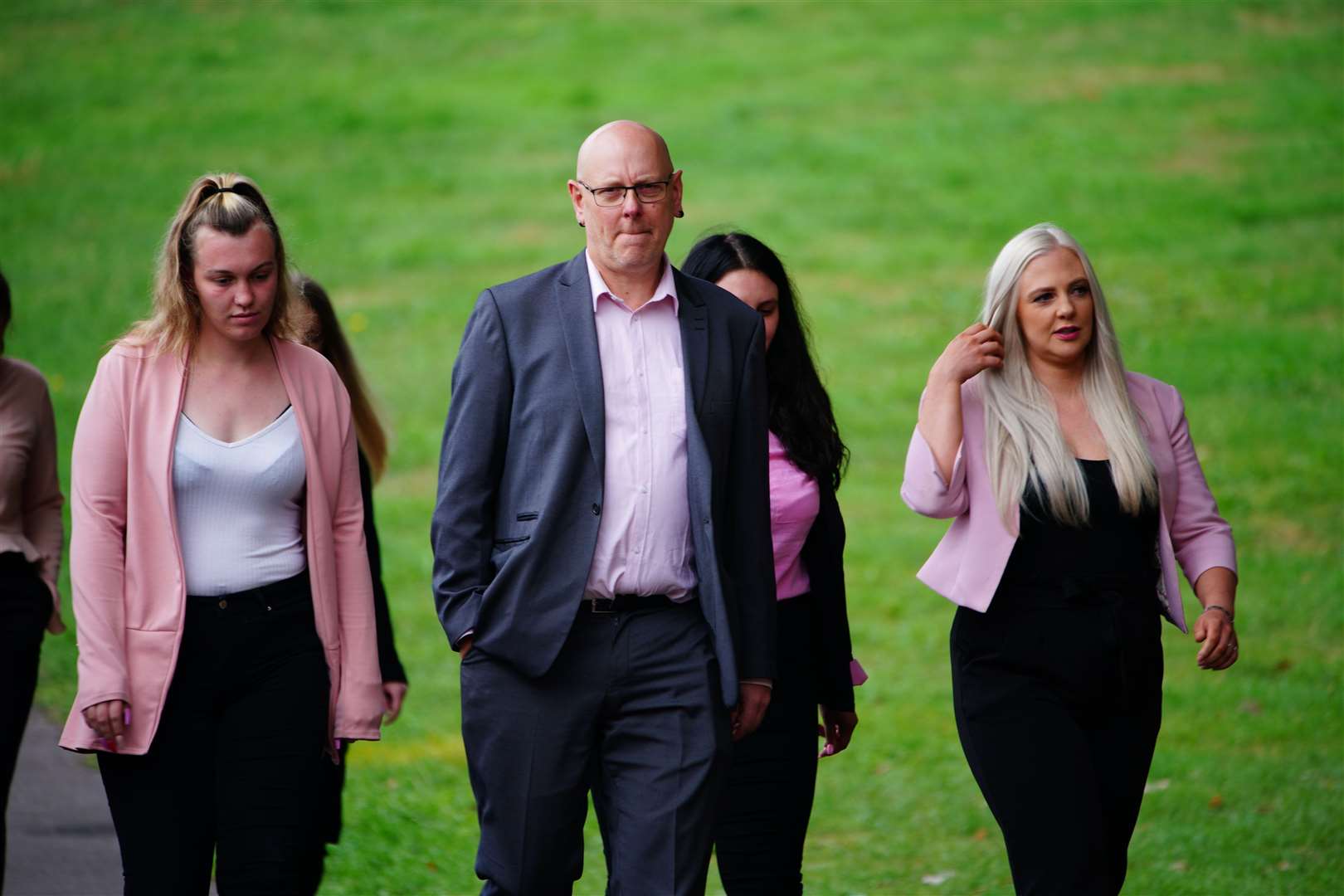 Celia Marsh’s husband Andy Marsh and members of her family arrive for the inquest at Avon and Somerset Coroner’s Court in Bristol (Ben Birchall/PA)