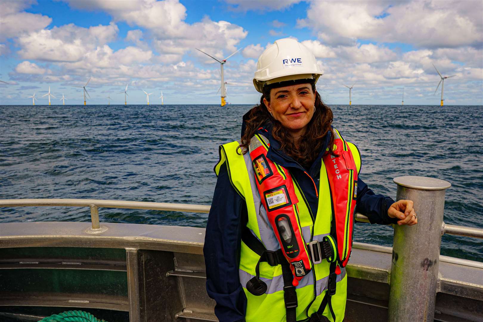 Tamsyn Rowe at RWE’s Gwynt y Mor, one of the world’s largest offshore wind farms located eight miles offshore in Liverpool Bay, off the coast of North Wales (Ben Birchall/PA)