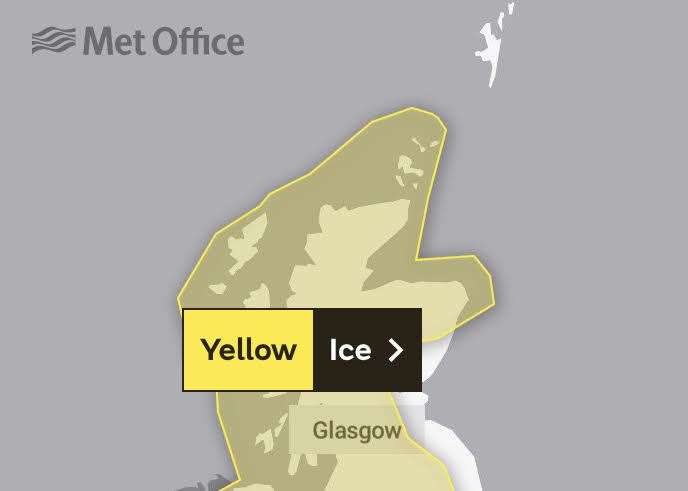Met Office yellow ice warning.