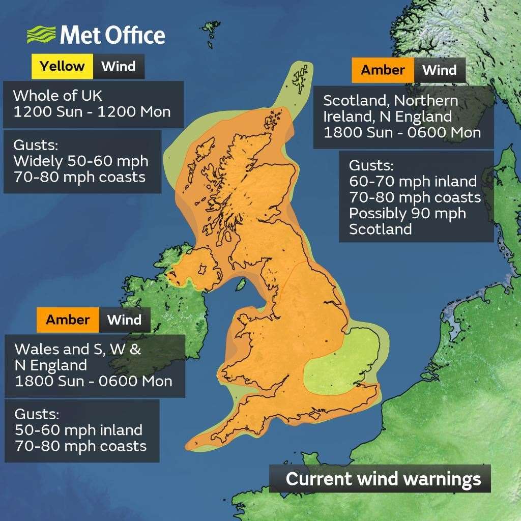 A fresh amber weath warning for strong winds has been issued. Photo: Met Office