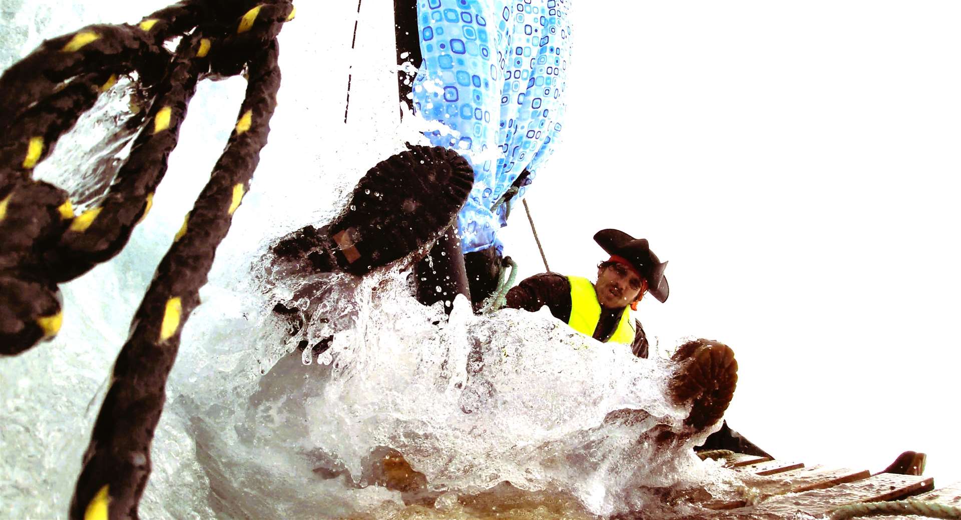Onboard camera captures the moment the raft starts to sink. Picture: ECHT