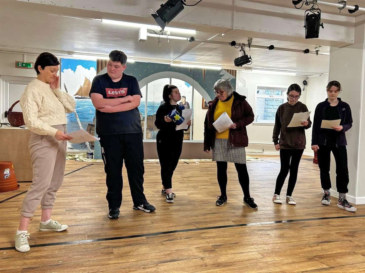 Some of the cast members rehearsing for The Snow Queen.