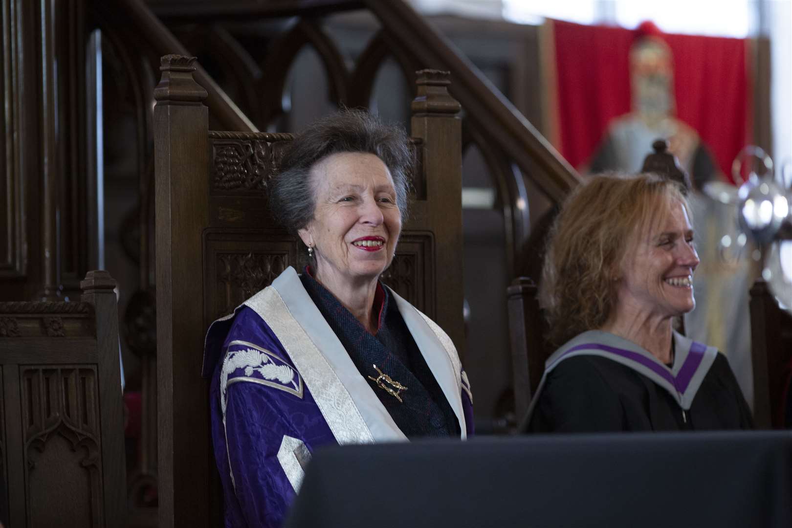 Princess Anne alongside vice-principal of the newly merged college, Debbie Miller.