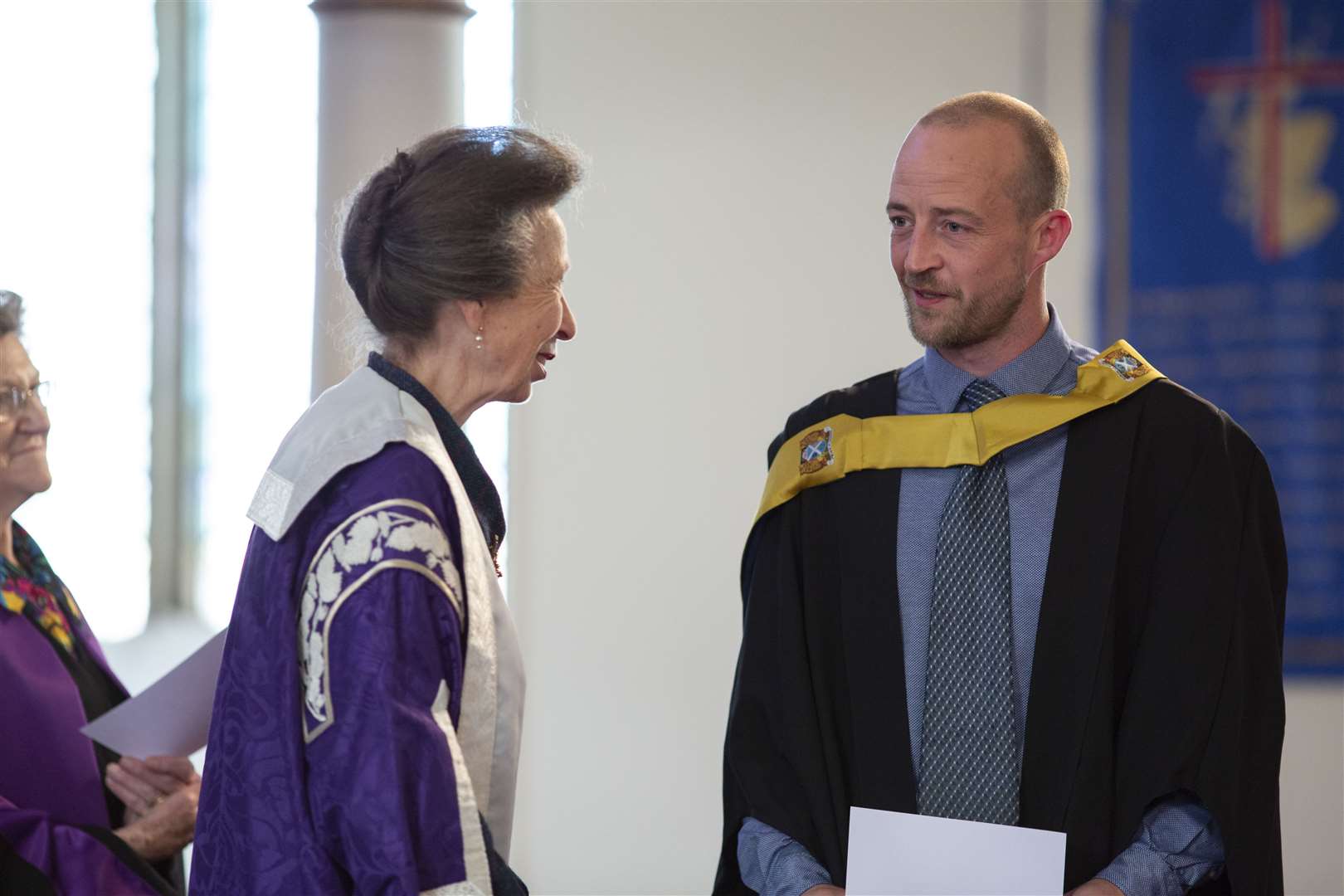 Jon O'Connor, who was the UHI North Highland Student of the Year, speaks to Princess Anne.