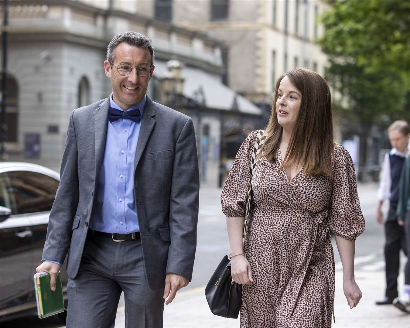 Andrew Muir and Nuala McAllister of the Alliance party arrive for a meeting with Tanaiste Micheal Martin (Liam McBurney/PA).