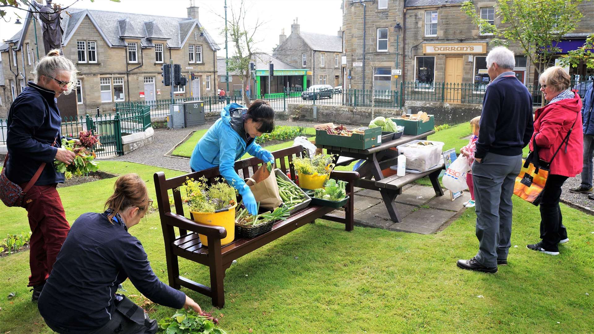 Volunteers from Thurso Grows selling produce at the gardens in Sir John's Square in August. Picture: DGS