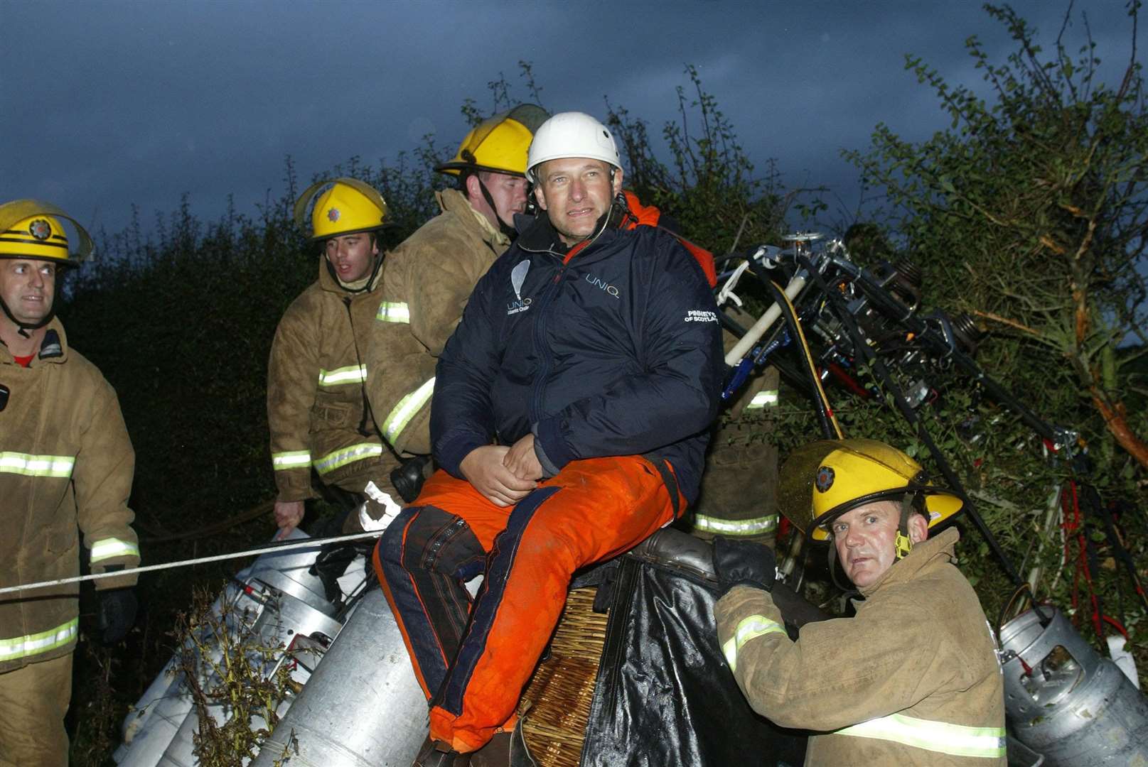 British adventurer David Hempleman-Adams after landing safely in 2003 after becoming the first person to cross the Atlantic solo in an open wicker-basket balloon (PA)