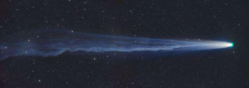 Image of a comet showing what may happen to PanSTARRS’ tail. This one pictured is named Leonard (University of Reading/PA)